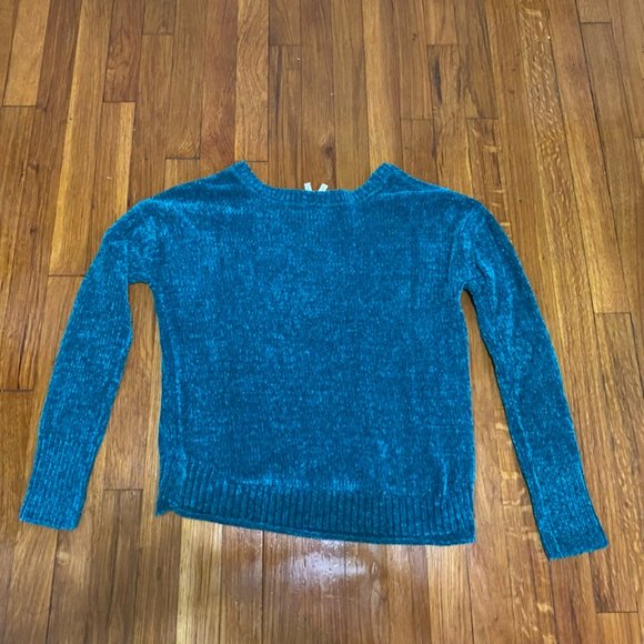 LAST CHANCE - Mudd Teal Chenile V-Neck Sweater XXS - Picture 3 of 6